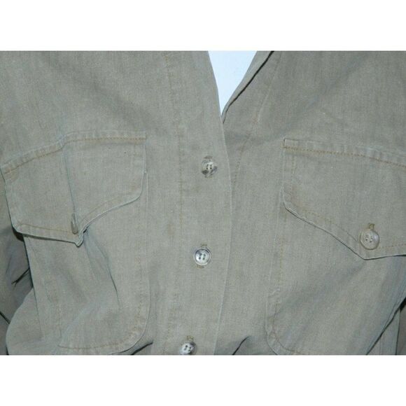 Vintage I. Magnin Dress Brown Green Khaki Utility Cargo Coverall Dress Size  S/M - Picture 6 of 11